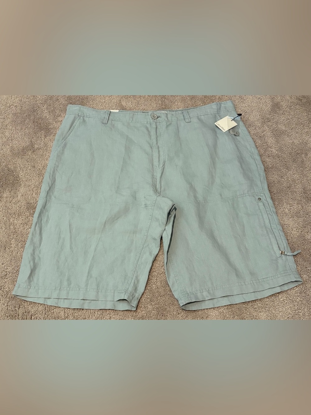 NWT Calvin Klein 100% Linen Light Blue Chino Shorts Men’s Size 40x12